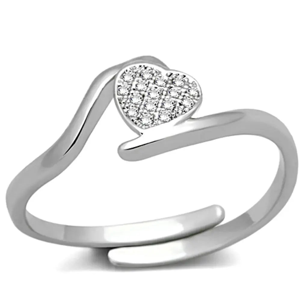 3W464 - Rhodium Brass Ring with AAA Grade CZ in Clear - Alamode - Flyclothing LLC