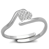 3W464 - Rhodium Brass Ring with AAA Grade CZ  in Clear - Alamode