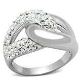 3W466 - Rhodium Brass Ring with Top Grade Crystal in Clear - Alamode - Flyclothing LLC