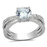 3W478 - Rhodium Brass Ring with AAA Grade CZ in Clear - Alamode - Flyclothing LLC
