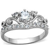 3W483 - Rhodium Brass Ring with Top Grade Crystal in Clear - Alamode - Flyclothing LLC