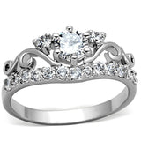 3W483 - Rhodium Brass Ring with Top Grade Crystal  in Clear - Alamode