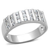 3W488 - Rhodium Brass Ring with AAA Grade CZ  in Clear - Alamode