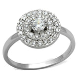 3W493 - Rhodium Brass Ring with AAA Grade CZ  in Clear - Alamode
