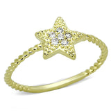 3W500 - Gold Brass Ring with AAA Grade CZ  in Clear - Alamode