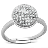 3W502 - Rhodium Brass Ring with AAA Grade CZ in Clear - Alamode - Flyclothing LLC