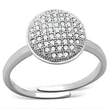 3W502 - Rhodium Brass Ring with AAA Grade CZ  in Clear - Alamode