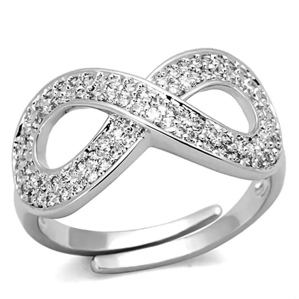 3W503 - Rhodium Brass Ring with AAA Grade CZ in Clear - Alamode - Flyclothing LLC
