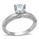 3W504 - Rhodium Brass Ring with AAA Grade CZ in Clear - Alamode - Flyclothing LLC