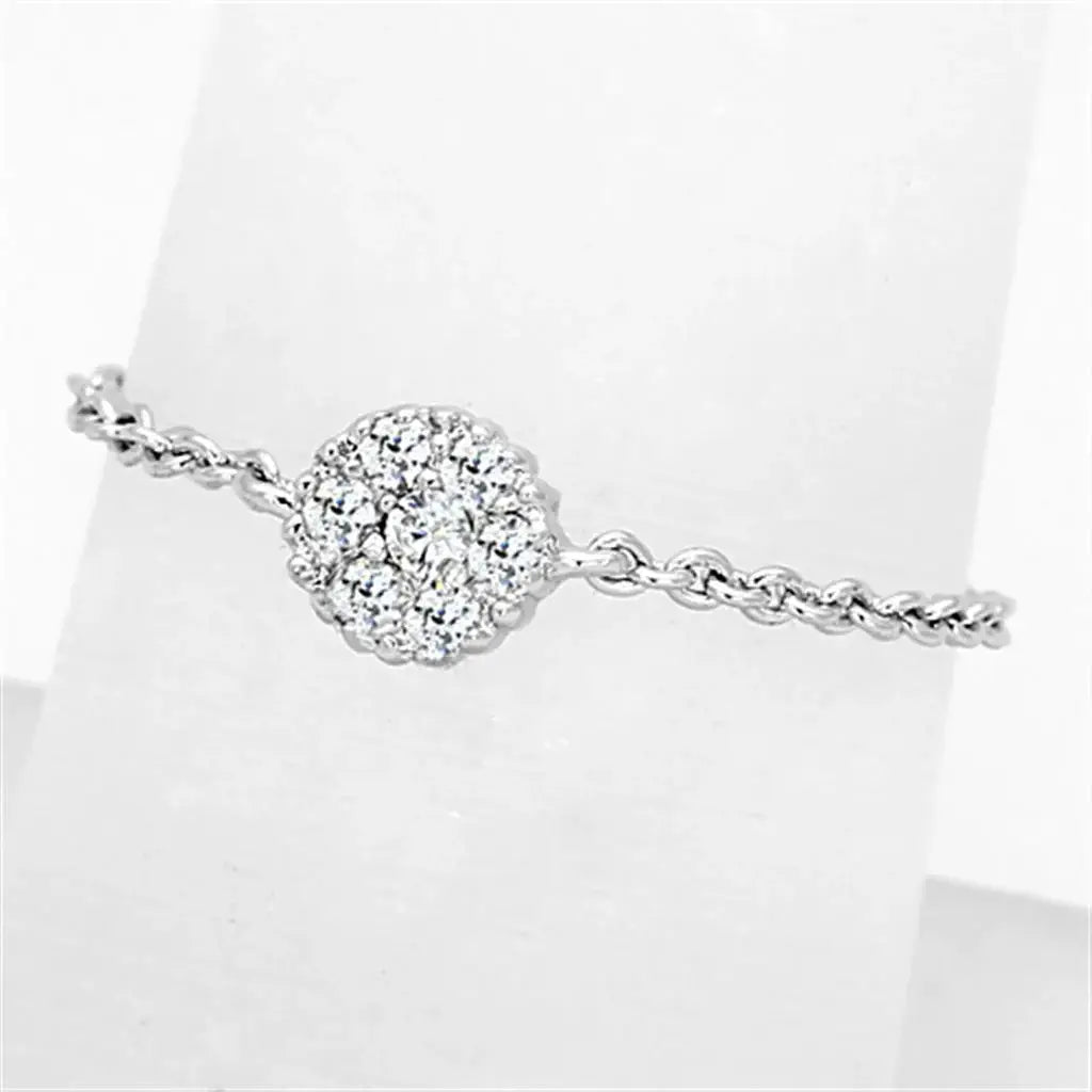 3W516 - Rhodium Brass Ring with AAA Grade CZ in Clear - Alamode - Flyclothing LLC