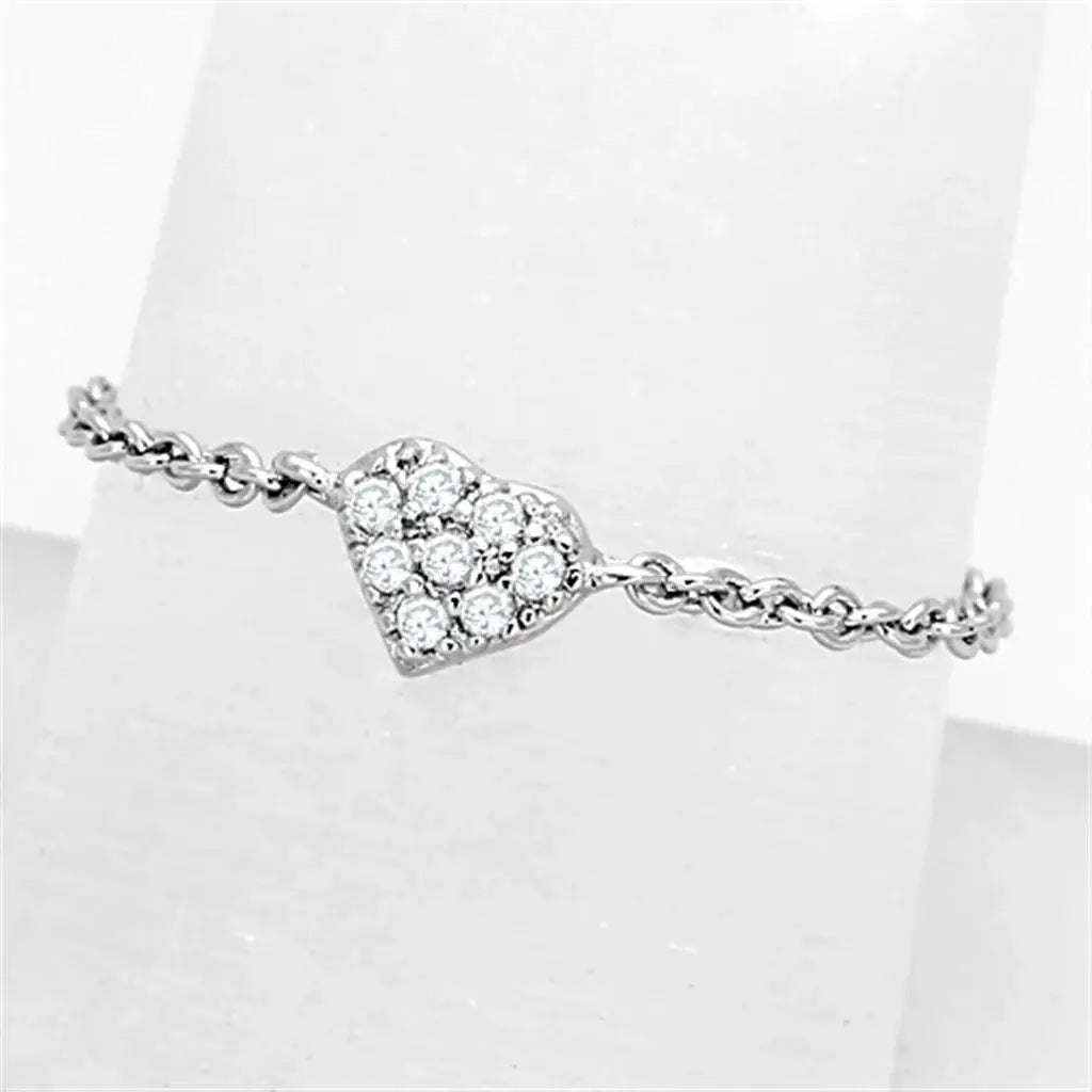 3W518 - Rhodium Brass Ring with AAA Grade CZ in Clear - Alamode - Flyclothing LLC