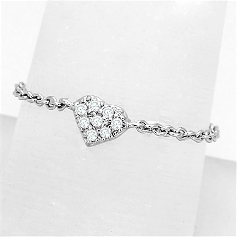 3W518 - Rhodium Brass Ring with AAA Grade CZ  in Clear - Alamode