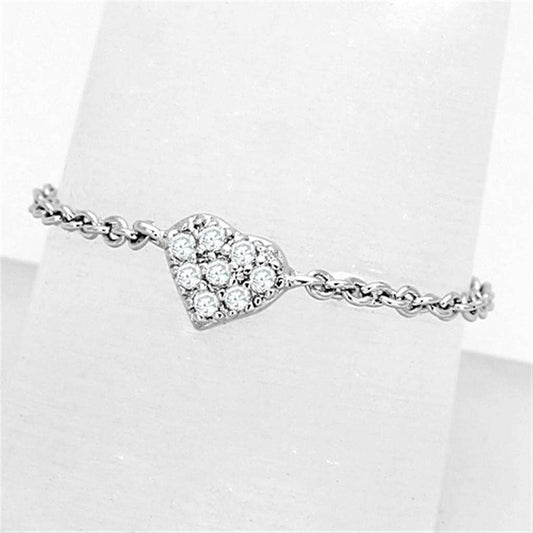 3W518 - Rhodium Brass Ring with AAA Grade CZ in Clear - Alamode - Flyclothing LLC