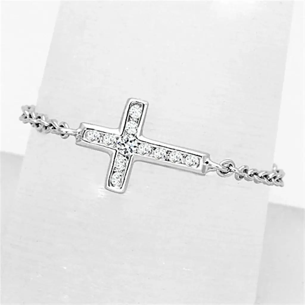 3W519 - Rhodium Brass Ring with AAA Grade CZ in Clear - Alamode - Flyclothing LLC