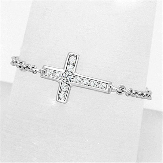 3W519 - Rhodium Brass Ring with AAA Grade CZ in Clear - Alamode - Flyclothing LLC