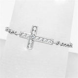 3W519 - Rhodium Brass Ring with AAA Grade CZ  in Clear - Alamode