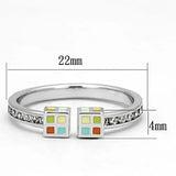 3W525 - Rhodium Brass Ring with AAA Grade CZ in Clear - Alamode - Flyclothing LLC