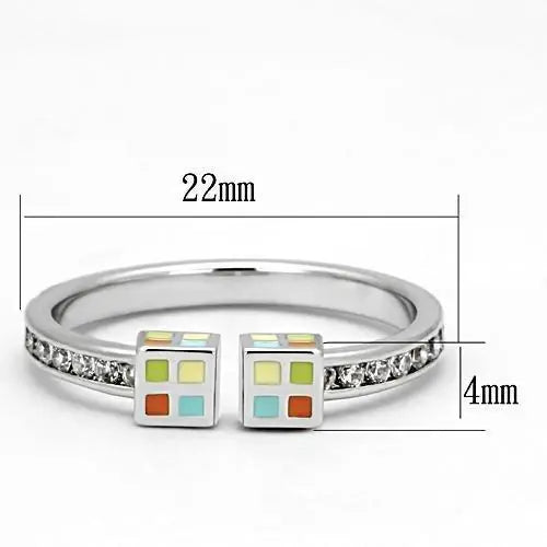 3W525 - Rhodium Brass Ring with AAA Grade CZ in Clear - Alamode - Flyclothing LLC