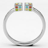 3W525 - Rhodium Brass Ring with AAA Grade CZ  in Clear - Alamode