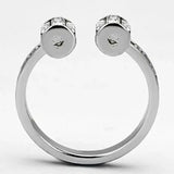 3W526 - Rhodium Brass Ring with Top Grade Crystal in Clear - Alamode - Flyclothing LLC