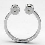 3W526 - Rhodium Brass Ring with Top Grade Crystal  in Clear - Alamode