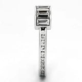 3W526 - Rhodium Brass Ring with Top Grade Crystal in Clear - Alamode - Flyclothing LLC