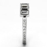 3W526 - Rhodium Brass Ring with Top Grade Crystal  in Clear - Alamode