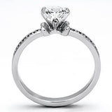 3W527 - Rhodium Brass Ring with AAA Grade CZ in Clear - Alamode - Flyclothing LLC
