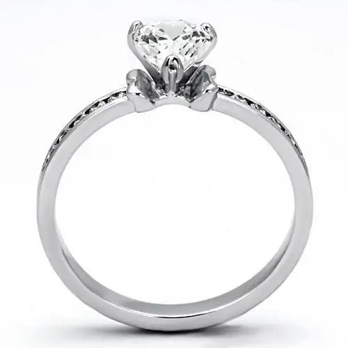 3W527 - Rhodium Brass Ring with AAA Grade CZ in Clear - Alamode - Flyclothing LLC