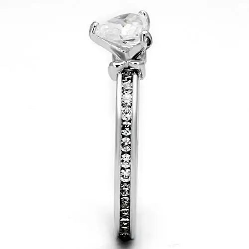 3W527 - Rhodium Brass Ring with AAA Grade CZ in Clear - Alamode - Flyclothing LLC