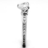 3W527 - Rhodium Brass Ring with AAA Grade CZ  in Clear - Alamode