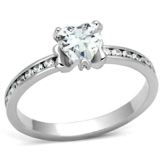 3W527 - Rhodium Brass Ring with AAA Grade CZ in Clear - Alamode - Flyclothing LLC