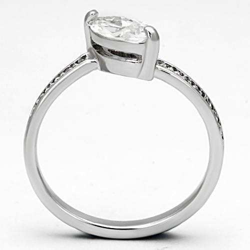 3W528 - Rhodium Brass Ring with AAA Grade CZ in Clear - Alamode - Flyclothing LLC