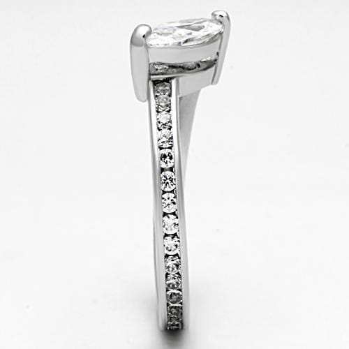 3W528 - Rhodium Brass Ring with AAA Grade CZ in Clear - Alamode - Flyclothing LLC
