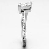 3W528 - Rhodium Brass Ring with AAA Grade CZ  in Clear - Alamode