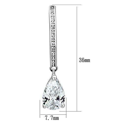 3W529 - Rhodium Brass Earrings with AAA Grade CZ in Clear - Alamode - Flyclothing LLC