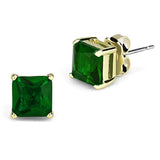 3W537 - Gold Brass Earrings with Synthetic Synthetic Glass in Emerald - Alamode - Flyclothing LLC