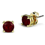 3W557 - Gold Brass Earrings with Synthetic Synthetic Glass in Siam