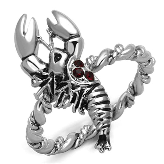 3W563 - Rhodium Brass Ring with Top Grade Crystal in Siam - Alamode - Flyclothing LLC