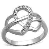 3W569 - Rhodium Brass Ring with AAA Grade CZ in Clear - Alamode - Flyclothing LLC