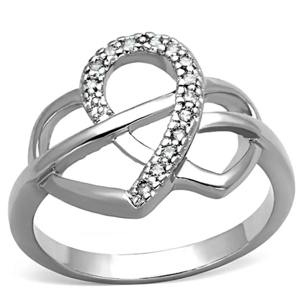 3W569 - Rhodium Brass Ring with AAA Grade CZ in Clear - Alamode - Flyclothing LLC