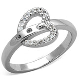 3W573 - Rhodium Brass Ring with AAA Grade CZ  in Clear - Alamode