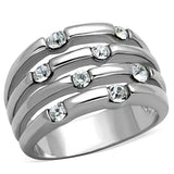 3W581 - Rhodium Brass Ring with Top Grade Crystal in Clear - Alamode - Flyclothing LLC