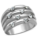 3W581 - Rhodium Brass Ring with Top Grade Crystal  in Clear - Alamode