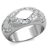 3W582 - Rhodium Brass Ring with AAA Grade CZ in Clear - Alamode - Flyclothing LLC