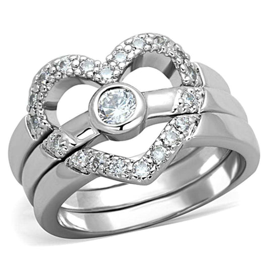 3W591 - Rhodium Brass Ring with AAA Grade CZ in Clear - Alamode - Flyclothing LLC