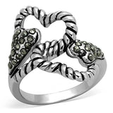 3W608 - Rhodium Brass Ring with Synthetic Marcasite in Black Diamond - Alamode - Flyclothing LLC