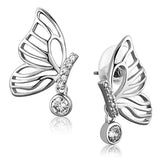 3W618 - Rhodium Brass Earrings with AAA Grade CZ in Clear - Alamode - Flyclothing LLC