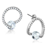3W626 - Rhodium Brass Earrings with AAA Grade CZ  in Clear - Alamode