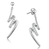 3W632 - Rhodium Brass Earrings with AAA Grade CZ  in Clear - Alamode